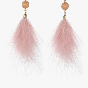 Winssigma Elegant Pink Feather Drop Earrings